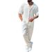 2025 Early Spring Solid Color Sports Men's Suit Fashion Casual Short Sleeve Long Pants Two-Piece Set_viptrois.com