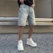 Men's Clothing Summer Mid Length Pants Trendy Brand Patch Hole Five Point Denim Shorts Men Ins Handsome Trendy Half Length Pants Youth Five_viptrois.com