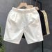 Luxury White Men's Summer Shorts Trendy Style Casual Five-Point Beach Pants_viptrois.com