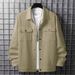 Men's Clothing Spring And Autumn Men's Casual Jacquard Small Plaid Loose Coat Shirt_viptrois.com