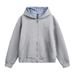 American Style Solid Color Hooded Cardigan Sweatshirt Men's Spring Autumn Loose Trendy Street Casual Long Sleeve Hoodie_viptrois.com