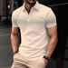 Men's Clothing New Men's Simple Casual Polo Shirt Youth Summer Button Plaid Print Polo Shirt Men_viptrois.com