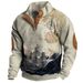 Pure Cross-Border Foreign Trade Men's Sweatshirt Shirt 3D Digital Print Christmas Series Henley Collar Long Sleeve Men Custom_viptrois.com
