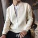"Men's Slim-Fit Knit Cardigan – Solid Color Layering Essential (Greyish To Apricot, M-3XL)"_viptrois.com