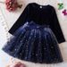Kids’ Clothing Autumn And Winter New Girls Long Sleeve Dress Star Gradient Mesh Princess Dress Christmas Red Dress_viptrois.com