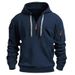 Foreign Trade Cross-border Autumn And Winter Men's Casual Multi-Zipper Arm Pocket Sweater Pullover Large Size Fleece Hoodie Men's_viptrois.com