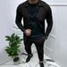 "Men's 2-Piece Casual Suit Set - Slim Fit Jacquard Blazer & Trousers, Lightweight Polyester, Office & Wedding Attire_viptrois.com