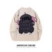 YWFG Original Cartoon Print Crewneck Sweater Men's Hip Hop Loose Fit Knit Pullover Unisex Streetwear Casual Top_viptrois.com