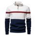 Pure 2024 Autumn Winter New European Size Cross-Border Stand Collar Sweater Half-Zip Color Block Knitwear Quality Men's_viptrois.com