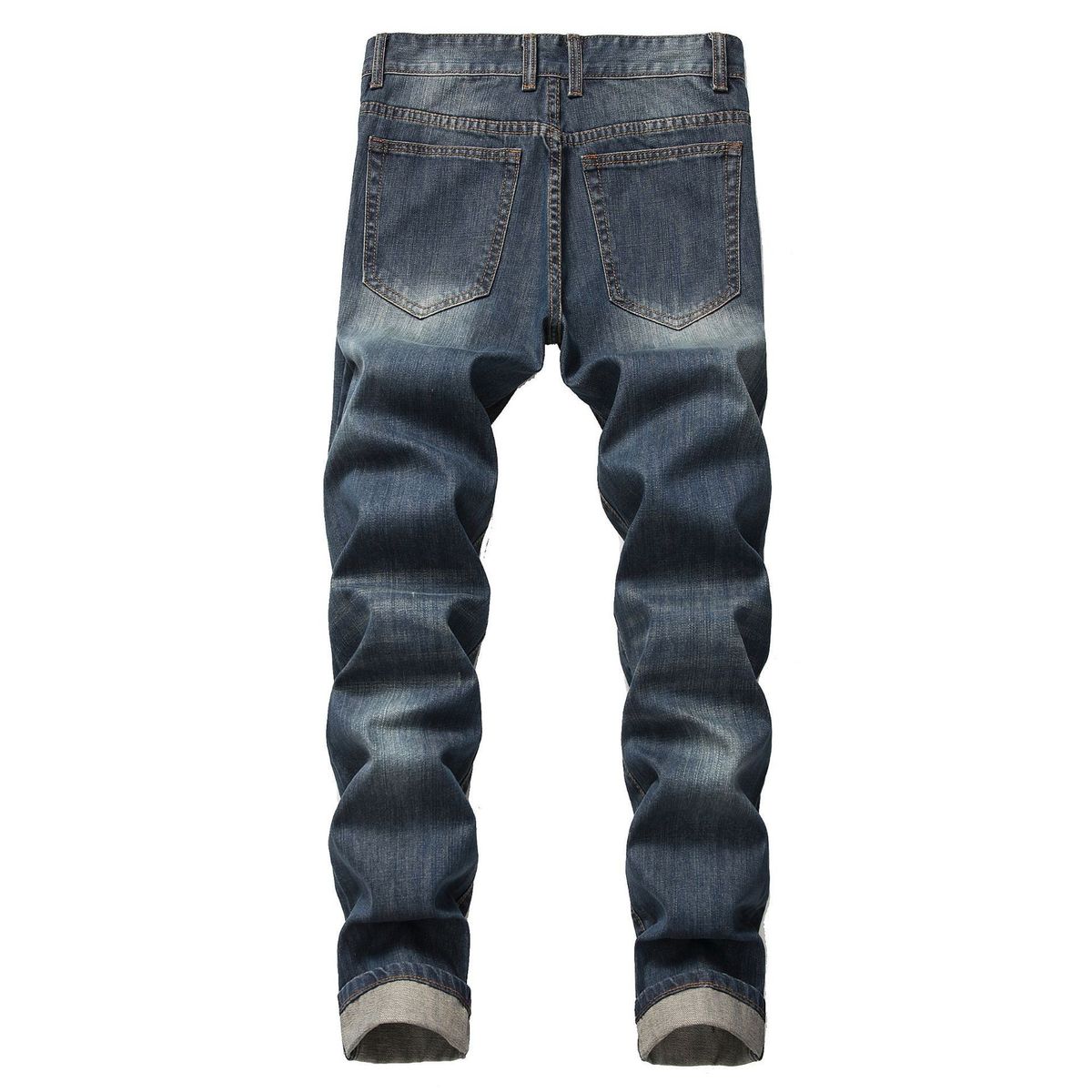 Men's Clothing New Cross Border Men's Clothing Ripped Straight Slim Non Elastic Jeans Many Tattered Men_viptrois.com