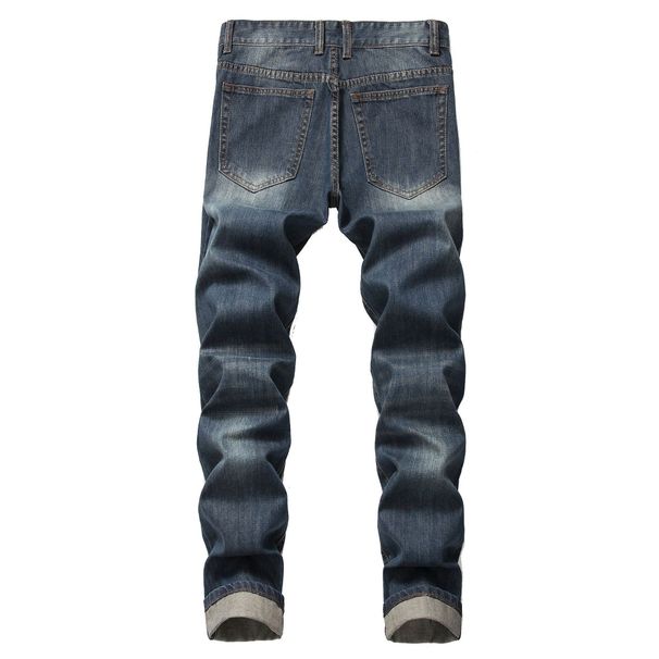 Men's Clothing New Cross Border Men's Clothing Ripped Straight Slim Non Elastic Jeans Many Tattered Men_viptrois.com
