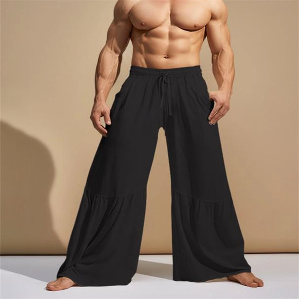 Men's Clothing Men's Linen Spring And Summer Stitching Elastic Waist Comfortable Breathable Casual Daily Vacation Trousers_viptrois.com