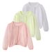 Girls' Knit Cardigan Summer Cover-Up Lace Shawl Outerwear Lightweight Breathable Soft Cotton Blend Long Sleeve Round Neck_viptrois.com