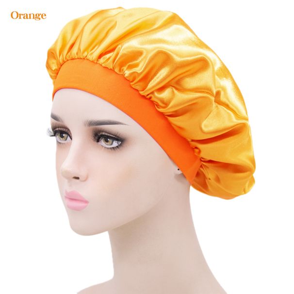 New Silk Sleeping Cap Satin Elastic Narrow Brim Shower Cap Round Cap Home Hair Care Cap_viptrois.com