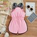 Children's Clothing Ins Girls Letter Print Pull Up Jumpsuit Suspenders Bow Jumpsuit Spot_viptrois.com