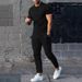 Men's Solid Color Casual Round Neck Short Sleeve Sports T Two-piece Suit_viptrois.com