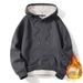 Men's Sweater Two Open Long Sleeve T-Shirt Crew Neck Fleece Thickened Lamb Fleece Hooded Sweater_viptrois.com
