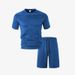 Men's Clothing Summer Thin Suede Casual Sports Short Sleeved T Shirt Set_viptrois.com