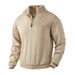Men's Clothing Retro Stand Collar Cross Border Sweatshirt Half Zipper Pullover Loose Heavy Jacquard Long Sleeved Sweatshirt_viptrois.com
