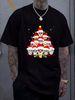 Christmas Sugar Skull On Tree Funny Santa Sugar Skull Xmas T-Shirt Stylish Casual Top For Everyday Wear Stretched Slightly Fashion Graphic Soft_viptrois.com