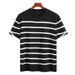 Striped Knit Tee (67.6% Viscose + 32.4% Polyester, Breathable, Colorfast, Slim Fit, Ribbed Hem, Minimalist Everyday Essential)_viptrois.com