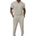 Men's Clothing 25 Summer New Large Size Men's Solid Color Suit Lapel Short Sleeve Zipper Trousers Suit Spot_viptrois.com