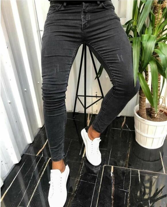 Slim Fit Ripped Cotton Jeans, Men's Casual Street Style Distressed Mid Stretch Denim Pants For Spring Summer_viptrois.com