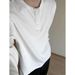 boy Light Gray Waffle Long Sleeve T-Shirt For Men, Spring And Autumn American Retro Henry Collar Loose Casual Base Shirt_viptrois.com