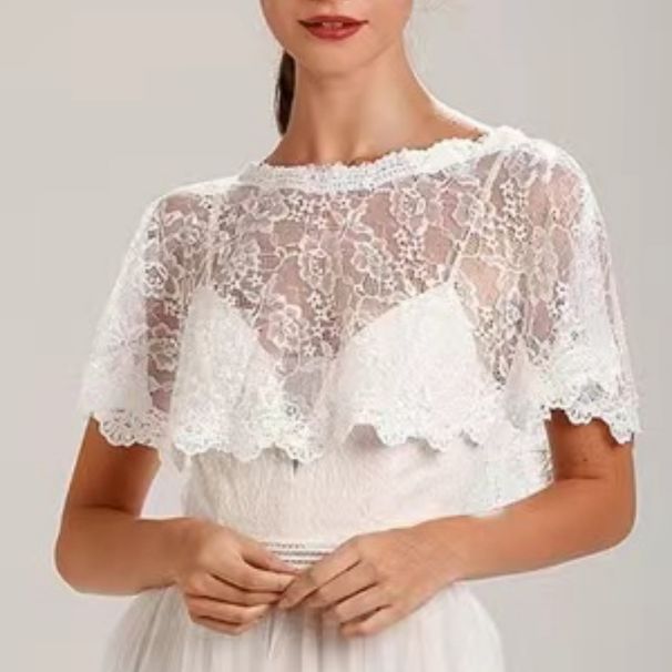Bridal Lace Shawl, Simple And Versatile, Short Style Pullover Cloak, Wedding Banquet Bridesmaid Dress, Outer Outfit,_viptrois.com