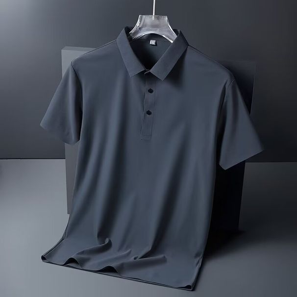 Summer Base Shirt Breathable Short Sleeved Lapel Business Casual Middle-aged And Elderly Men's Polo Shirt_viptrois.com