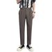 Men's Slim Straight Business Casual Trousers Anti Wrinkle Black High Grade Drape Nine Point Small Suit Trousers for Business_viptrois.com