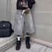 Men's Clothing Retro Washed High Street Denim Shorts Straight Wide Leg Distressed Loose Casual Versatile Cropped Pants_viptrois.com