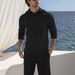 Men's Linen Hooded Button-Up Shirt & Long Pants Casual Lounge Set – Breathable Two-Piece Outfit For Spring & Autumn_viptrois.com