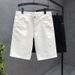 Men's Stretch Denim Shorts In White - Premium Slim Fit Korean Style Summer 5-Inch Inseam Casual Shorts_viptrois.com