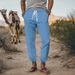 Men's Clothing Casual Fashion Loose Pants Summer Breathable Cuff Pants Beach Straight Pants_viptrois.com