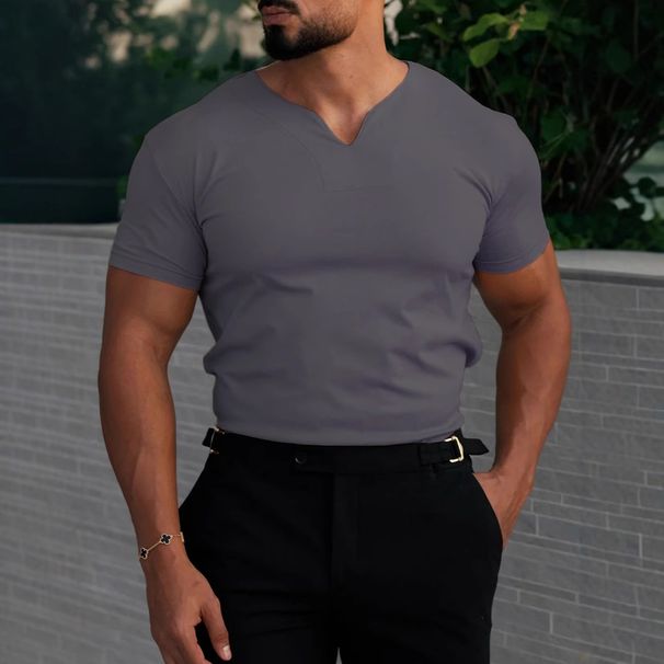 Men's Stretch V-Neck T-Shirt – Breathable Quick-Dry Workout & Casual Tee (Black/Gray/White/Navy/Green) – S-3XL_viptrois.com