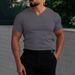 Men's Stretch V-Neck T-Shirt – Breathable Quick-Dry Workout & Casual Tee (Black/Gray/White/Navy/Green) – S-3XL_viptrois.com