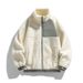 Unisex Shearling Jacket – Corduroy & Wool Blend With Stand Collar (Black, Grey, Beige-Green Options)_viptrois.com