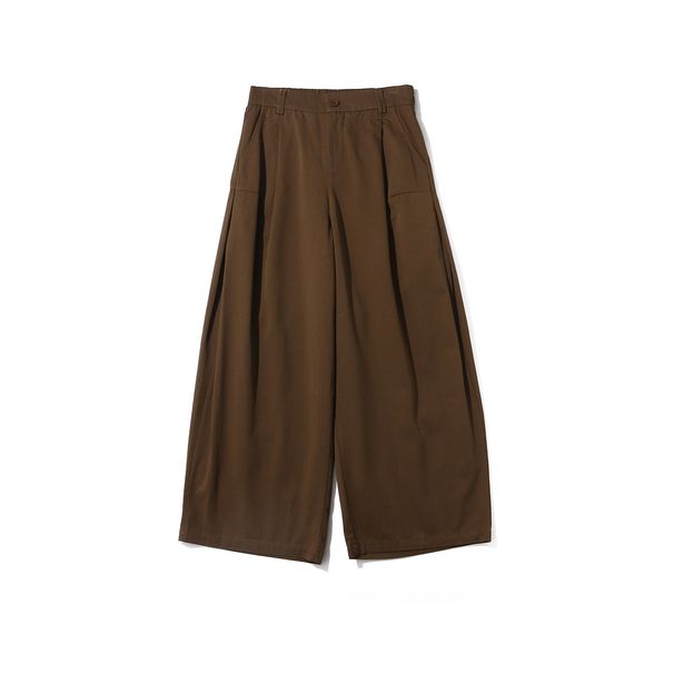 Men's Clothing Men's High Waist Wide Leg Trousers - Retro Loose Fit Straight Pants For Casual & Office Wear (Black, Brown)_viptrois.com