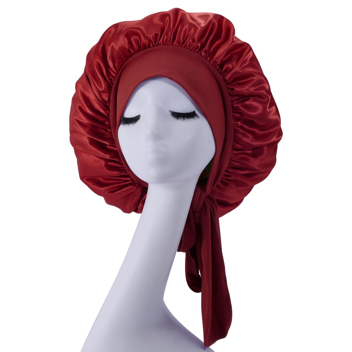 Medium Size (36cm) Satin Ribbon Bow Hair Cap & Shower Cap - Imitation Silk, Single Layer, Lightweight & Elegant (Best Seller)_viptrois.com