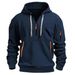 Autumn Winter Men's Casual Sports Multi Zipper Arm Pocket Sweatshirt Pullover Hoodie_viptrois.com