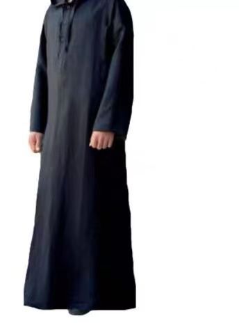 Men's Clothing Simple Long Hooded Shirt Muslim Robe_viptrois.com