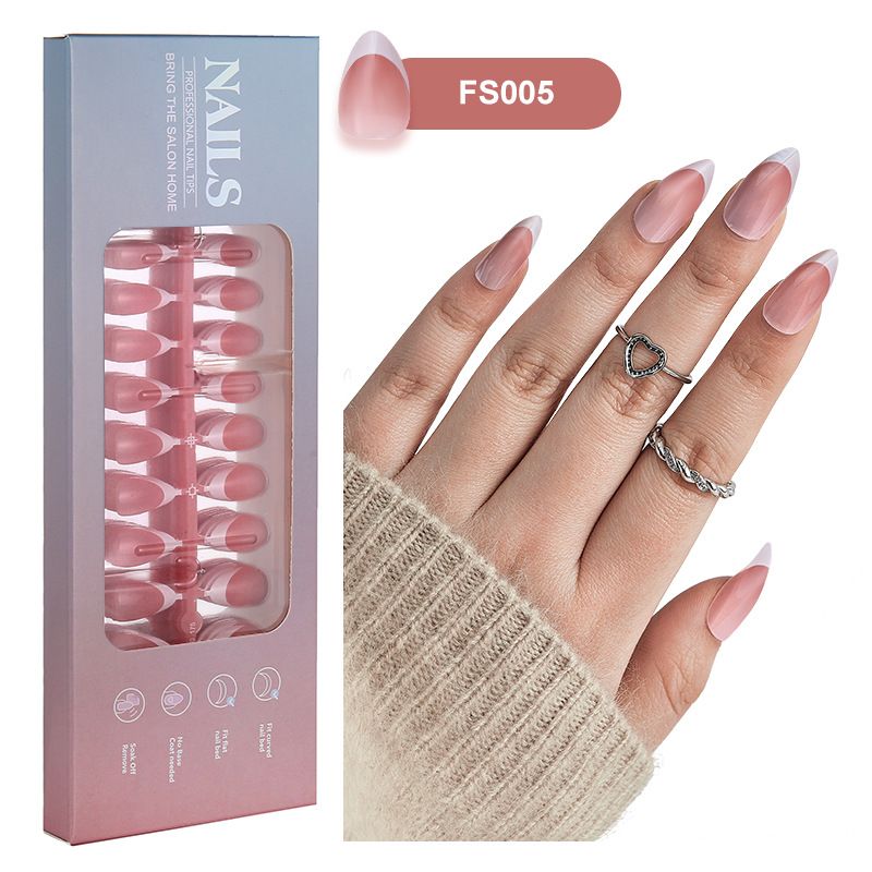 Nails French Nail Sheet Nail Patch Short Almond Nail Sheet Boxed 150_viptrois.com