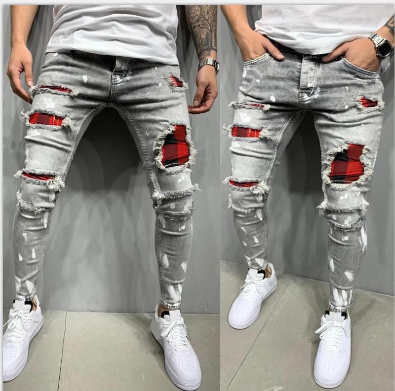 High Quality Men's With Paint Peeling Holes, Fashionable And Trendy New Jeans For Men_viptrois.com