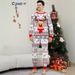 Christmas Santa Deer Snow striped Christmas family dress printed home dress pajamas_viptrois.com