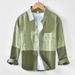 Autumn Pure Cotton Retro Color Blocked Workwear Shirt, Loose Casual Long Sleeved Shirt Jacket_viptrois.com