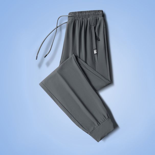 Plus Size Men's Casual Summer New Ice Silk Air Conditioning Solid Color Quick-Dry High Elastic Breathable Sports Long_viptrois.com