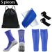5 Piece Set For Outdoor Activities, Non Slip Football Socks, Outdoor Socks, Bandages, Shin Guards, Sports Drawstring Bag_viptrois.com
