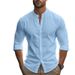 Men's Clothing Long Sleeve Stand Collar Large Size Slim Casual Cotton Shirt_viptrois.com