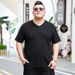 Men's Clothing summer breathable plus size short-sleeved v-neck t-shirt fat guy solid color extra large bottoming shirt 4XL_viptrois.com